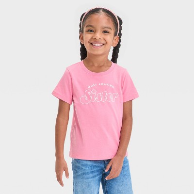 Toddler Girls' Most Amazing Sister Graphic T-Shirt - Cat & Jack™ Medium Pink 3T