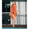 LA LEELA Women's Beach Bathing suit Wrap Bikini Swimwear Cover up Summer Wraps Swimsuit Sarong Skirts for Women One Size Orange, Floral - 4 of 4