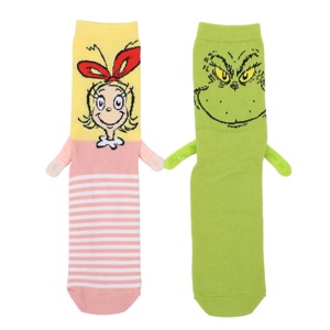The Grinch & Cindy-Lou-Who Women's Crew Magnetic Hand Holding Socks - 1 of 4