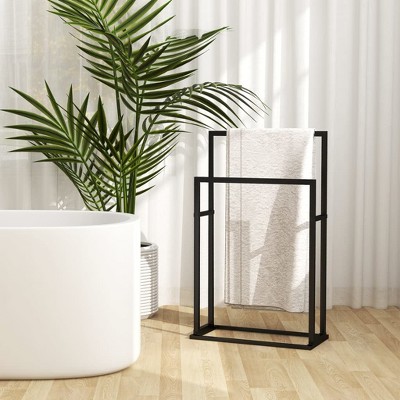 vidaXL Freestanding Towel Rack Black 18.9 in.x9.4 in.x30.9 in. Iron