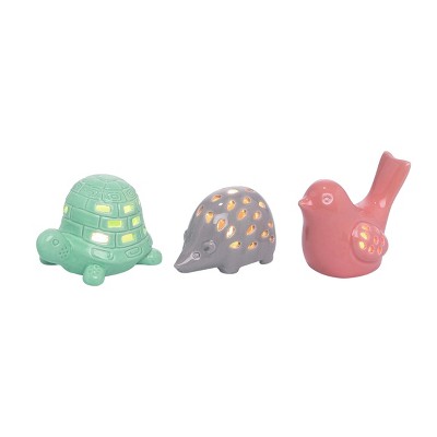 Transpac Ceramic Light Up Critter Set of 3 Spring Home Decorations