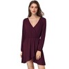 Coolmee Women's Spring Fall Pleated Mini Dress Long Sleeve Ruffle Causal Short Dress - 2 of 4