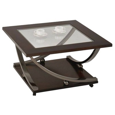 36" Isiah Coffee Table Black Nickel/Clear Glass - Acme Furniture: Tempered Glass, Square Shape, Bottom Shelf