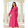 INSPIRE CHIC Women's Elegant Frilled Crewneck Midi Long Sleeve Pleated A-Line Flowy Dress with Pockets - 4 of 4