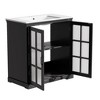 Ridstar 30 in. W Black Bathroom Storage Cabinet with Large Storage Space and Rubber Wood Frame - 3 of 4