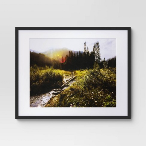 30" x 24" Landscape Matted Print Frame Wall Canvas Black - Threshold™ - image 1 of 4