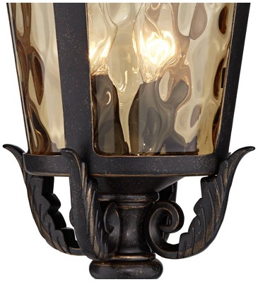 Vintage Bronze Outdoor Post Light with Champagne Glass
