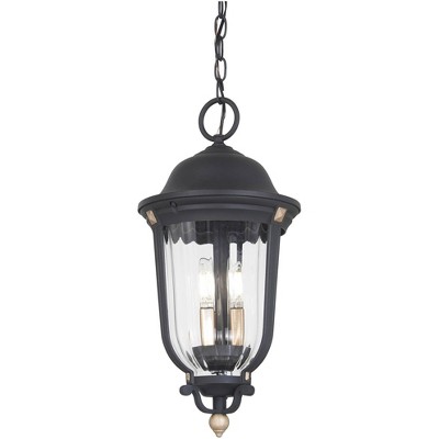 Minka Lavery Vintage Outdoor Hanging Light Fixture Sand Coal Damp Rated 20" Clear Seedy Glass for Post Exterior Barn Porch Patio
