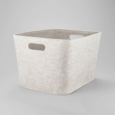10.5" x 14" Medium Felt Basket with Stitching Oatmeal - Brightroom™