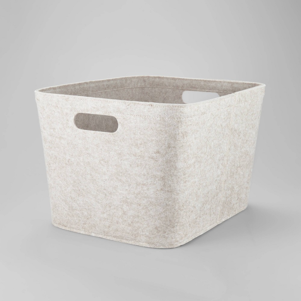 Photos - Other interior and decor 10.5" x 14" Medium Felt Basket with Stitching Oatmeal - Brightroom™