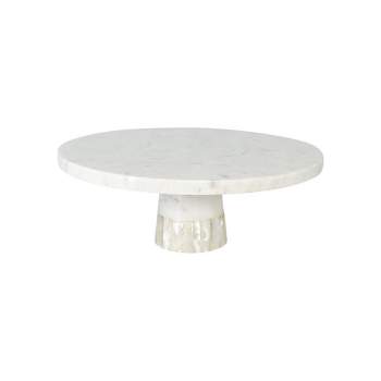 Mother of Pearl White Marble Cake Stand - Anaya