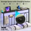 Pinmoco LED Storage Headboard Bed Frame, Metal Platform with Charging Station & Shelf, Black - 4 of 4