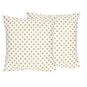 White & Gold Polka Amelia Throw Pillow - Sweet Jojo Designs , Pink Gold