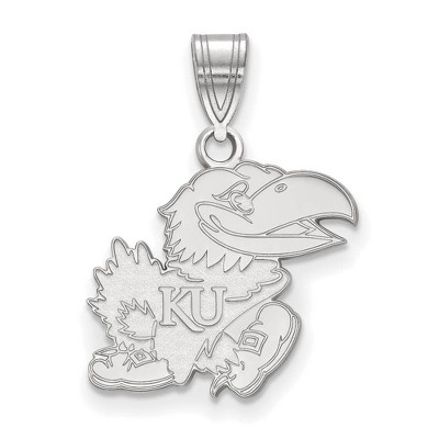 Black Bow Jewelry 14k White Gold Kansas Jayhawks NCAA Medium Pendant