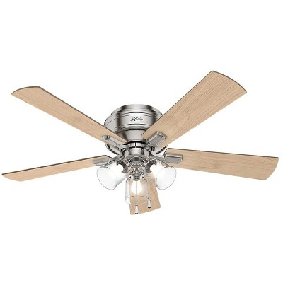 Hunter Fan Company 54209 Crestfield 52 Inch Low Profile Ultra Quiet Indoor Ceiling Fan with LED Light Kit and Reversible Blades, Brushed Nickel