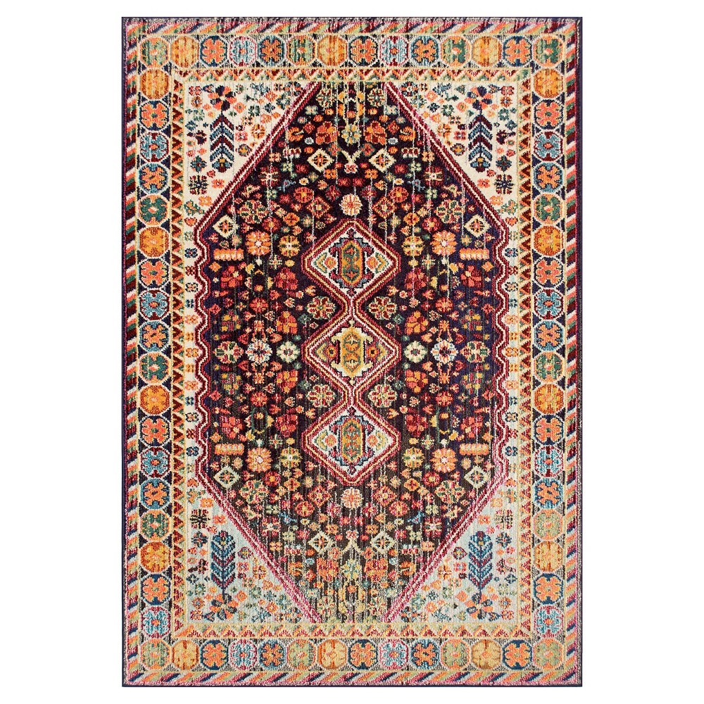 3'x5' Vintage Erline Area Rug Black- nuLOOM