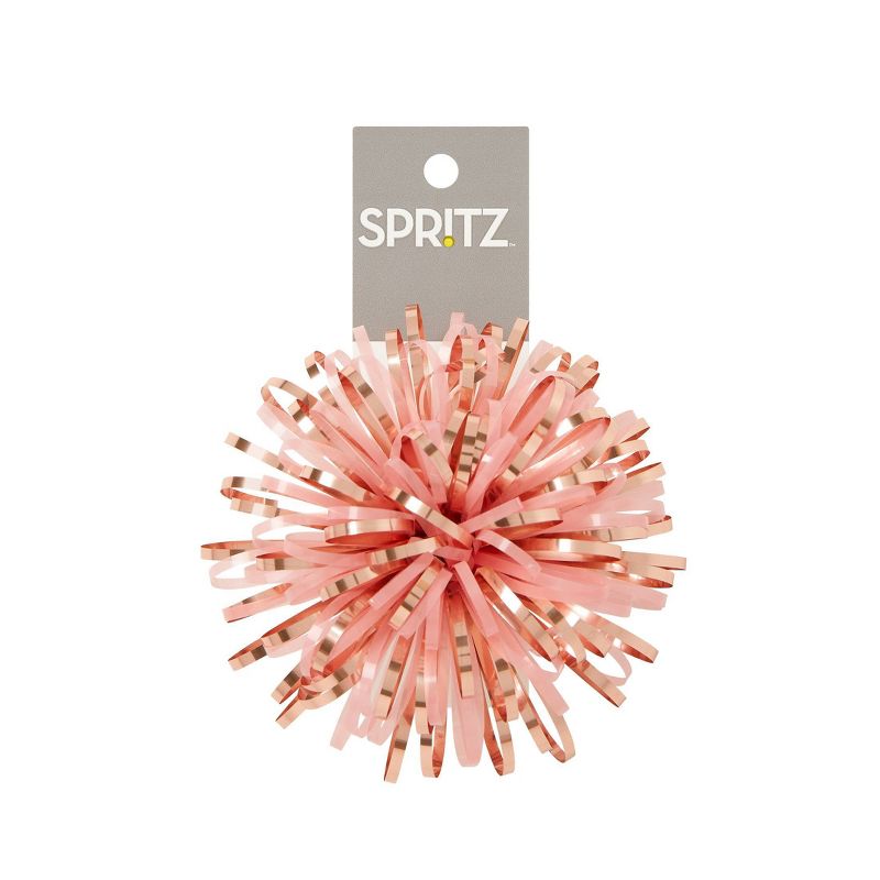 4.5&#34; Tinsel Bow with Pom Poms Pink - Spritz&#8482;, 1 of 4