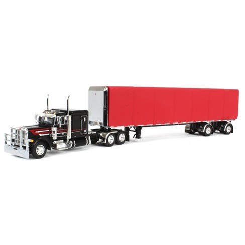 First Gear Dcp 1/64 Black & Red Peterbilt 379 63in Flattop Sleeper With ...