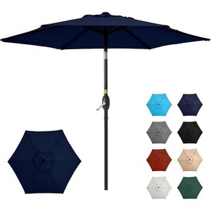 Heynemo 7.5 ft Patio Umbrella Outdoor Market Umbrella Tilt Button and Crank 6 Ribs for Deck Lawn Pool & Backyard - 1 of 4