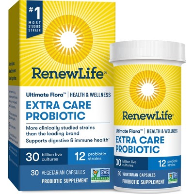 Renew Life Ultimate Flora Adult Extra Care Health & Wellness Probiotic 30 Billion CFU, 30 Capsules
