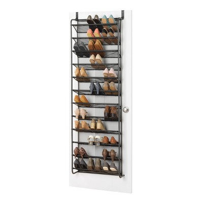 Gunmetal Gray Over-the-Door 36-Pair Shoe Rack with Mesh