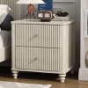 3 Drawer Wood Nightstand,Fluted Top Bedside Table with Metal Handles,Multifunctional Storage Cabinet for Bedroom Entryway-Coolbibila - 3 of 4