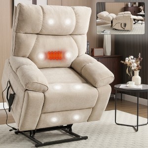 FONTOI Large Size Accent Chair with Dual Side Pockets&Hidden Cup Holders, Recliner Chair with Comfortable Back&Arms, Beige, 36.62"*42.13"*40.56" - 1 of 4