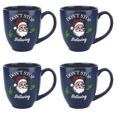 Courtside Market Holly, Jolly Christmas Café Mug 4 Piece Set