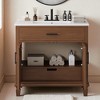 36" Rattan Bathroom Vanity with Ceramic Sink, Soft-Close Drawers & Solid Fir Legs,4" Faucet Compatible, Freestanding Vanity - 2 of 4