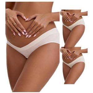 INSPIRE CHIC Women's Cotton Low Waist Under the Bump Maternity Briefs Pregnancy Underwear 3 Packs - 1 of 4