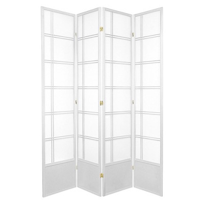 7 ft. Tall Double Cross Shoji Screen - White (4 Panels)