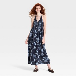 navy blue dress sundress Yininf Women's Navy Blue Casual Dress Pleated Loose Flowy Midi High Waist with Hidden Pocket Belted Dresses,blue, Size: Medium