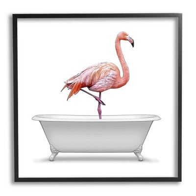 Stupell Industries Flamingo Antique Bathroom Tub Framed Giclee