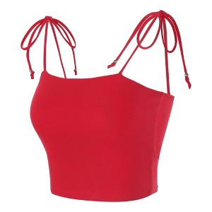 Allegra K Women's Tie Spaghetti Straps Sleeveless Summer Crop Cami Top - 1 of 4
