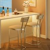Bar Stools Set of 2 -Luxury Bar Stools, 24 Inch Seat Counter Height Bar Stools, Upholstered Velvet Barstools for Kitchen Island,Home Bar,Bar Pub-White - 3 of 4