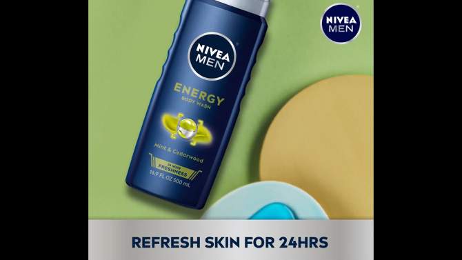 Nivea Men&#39;s Energy Body Wash with Mint Extract and Cedarwood - 16.9 fl oz, 2 of 9, play video