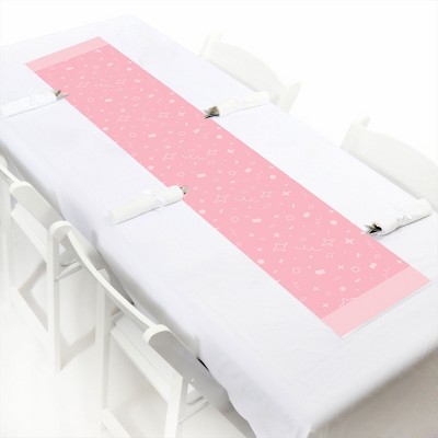 Big Dot of Happiness Pink Confetti Stars - Petite Simple Party Paper Table Runner - 12 x 60 inches
