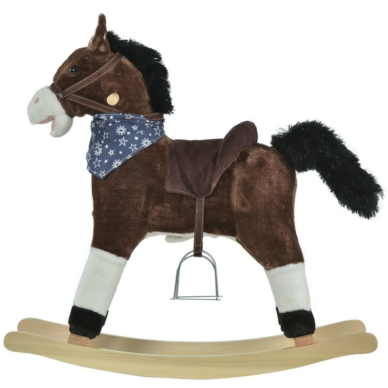 Qaba Kids Plush Ride-On Rocking Horse Toy Cowboy Rocker with Fun Realistic Sounds for Child 3-6 Years Old, 5 of 10