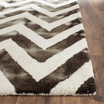 Ivory Charcoal Hand-Tufted Wool 7' Square Area Rug