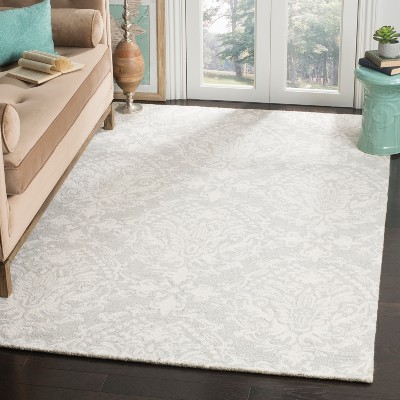 Sage and Ivory Floral Hand-Tufted Wool Area Rug 5' x 8'