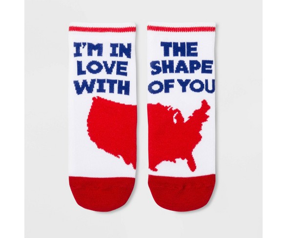 Women's "I'm In Love With The Shape of You" Low Cut Socks - White One Size