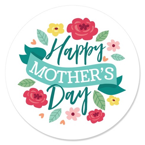 Big Dot Of Happiness Colorful Floral Happy Mother's Day - We Love Mom Party  Circle Sticker Labels - 24 Count : Target