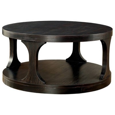 Carrie Transitional Coffee Table Antique Black - Benzara