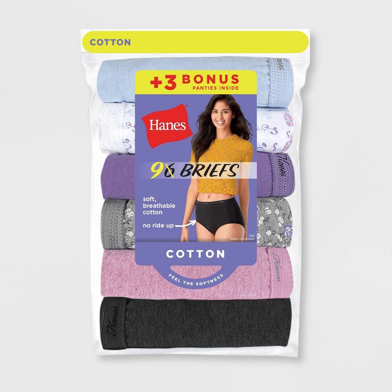 Hanes Women's Cotton 6+3pk Free Briefs - Colors May Vary, 3 of 5