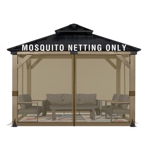 Aoodor Gazebo Replacement Netting Screen, Universal Gazebo 4-Panel Mosquito Net Sidewalls with Double Zippers for Outdoor Patio - 1 of 4