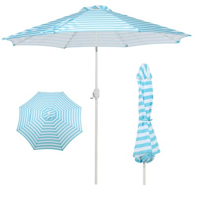 Aoodor 9FT Outdoor Patio Market Umbrella Aluminum Frame with Push Button Tilt Crank and 8 Steel Ribs,for Garden Deck Backyard and Pool