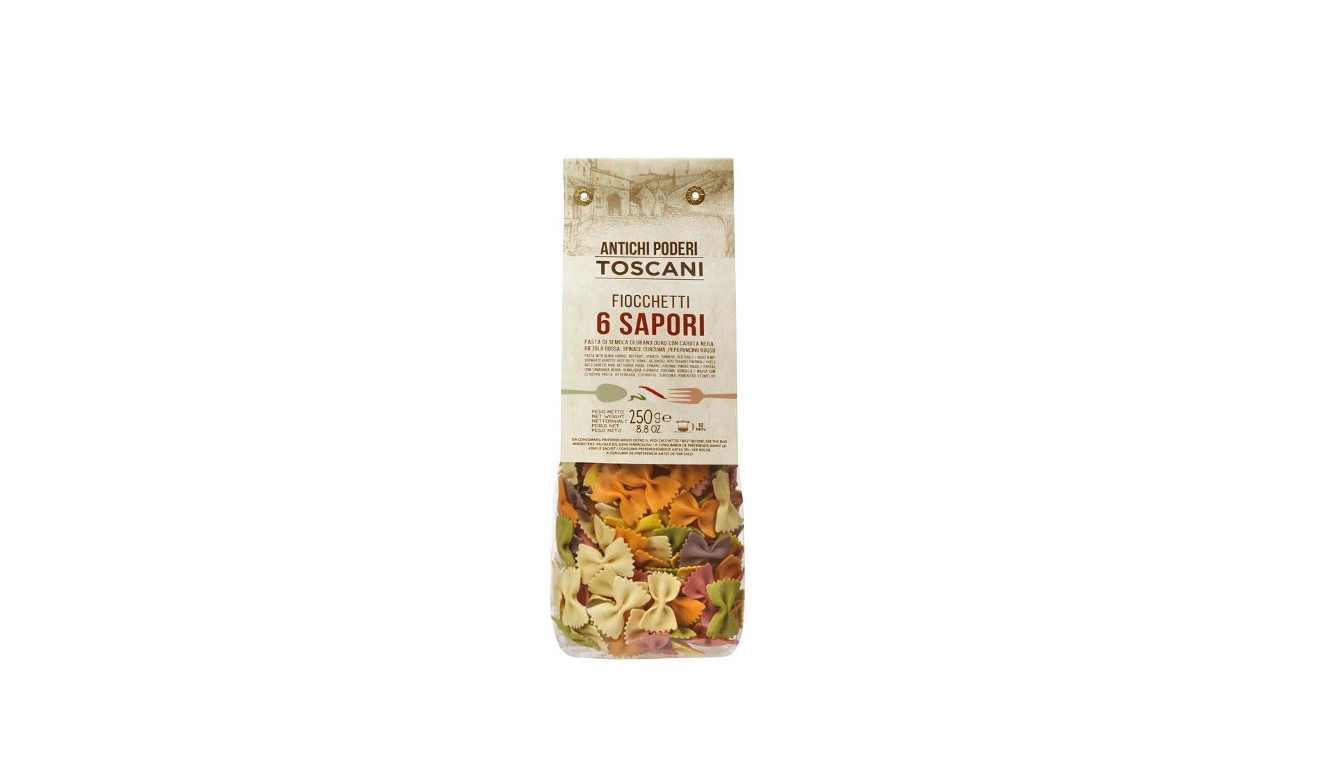 Antichi Poderi Toscani 6 Flavors Fiocchetti Pasta 8.8oz/250g Pack of 3