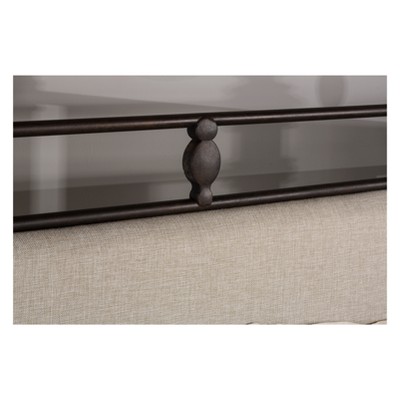 King Rustic Brown Metal and Linen Upholstered Bed with Headboard