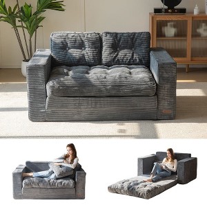 MAXYOYO Convertible Sofa Bed, Pull Out Loveseat Sleeper Sofa, 2 in 1 Folding Couch Bed - 1 of 4