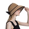 Anna-Kaci Womens Roll Up Straw Sun Visor Wide Brim Bow Detail Adjustable UV Protection Packable Summer Hat - 2 of 4